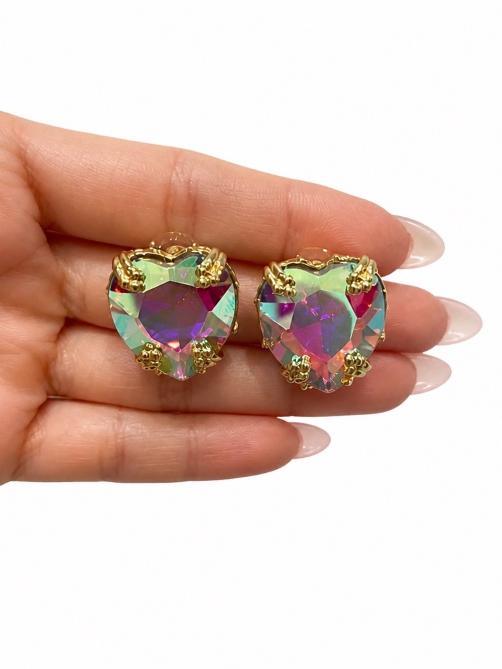 New Glitz Mob Stolen Starlight Heart Crystal Stud Earrings
